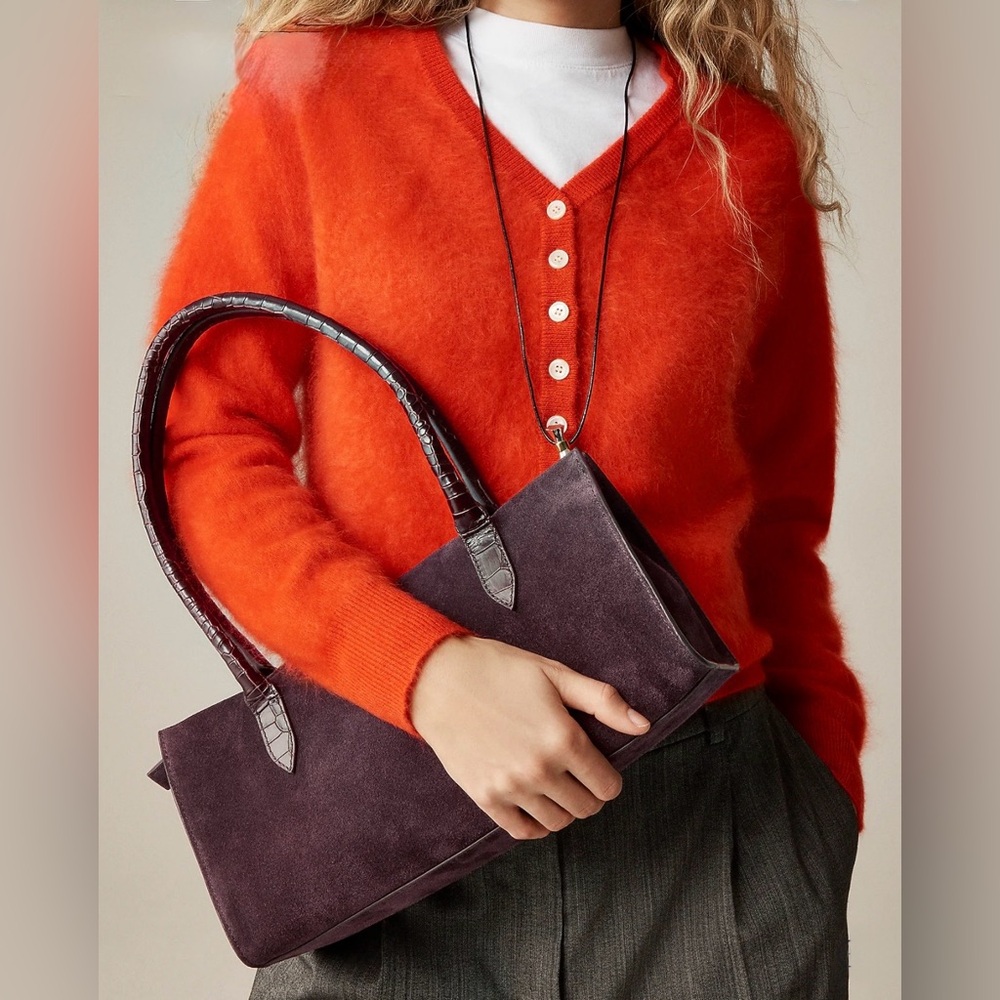 Women’s Suede Shoulder Bag.  Chocolate Berry suede